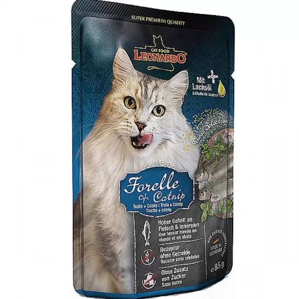 Pouch Trucha Y Hierba Gatera Alimento H Medo Para Gatos 85Gr>Leonardo Outlet