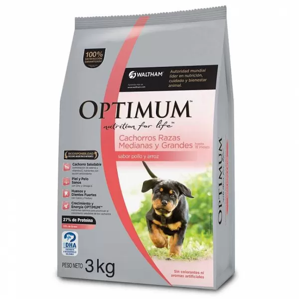 Cachorro Raza Mediana Y Grande Sabor Pollo Y Arroz Alimento Para Perros>Optimum Cheap