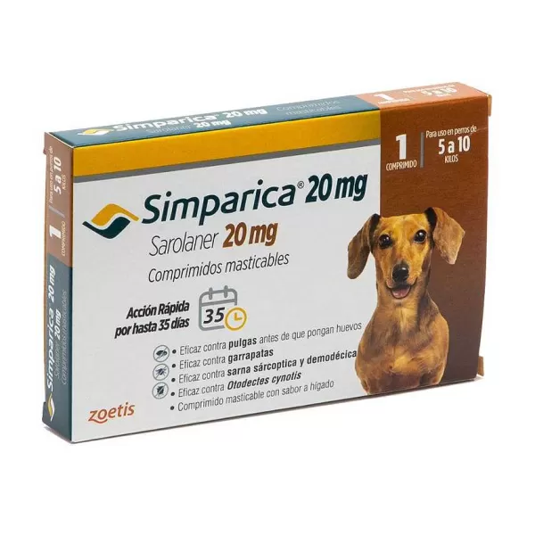 Antiparasitario Oral Masticable Para Perros De 5 A 10 Kg 1 Comprimido>Simparica Fashion